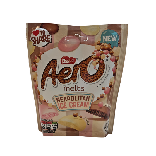 Aero Melts Neapolitan Ice cream Flavour Chocolate Sharing Bag 86g