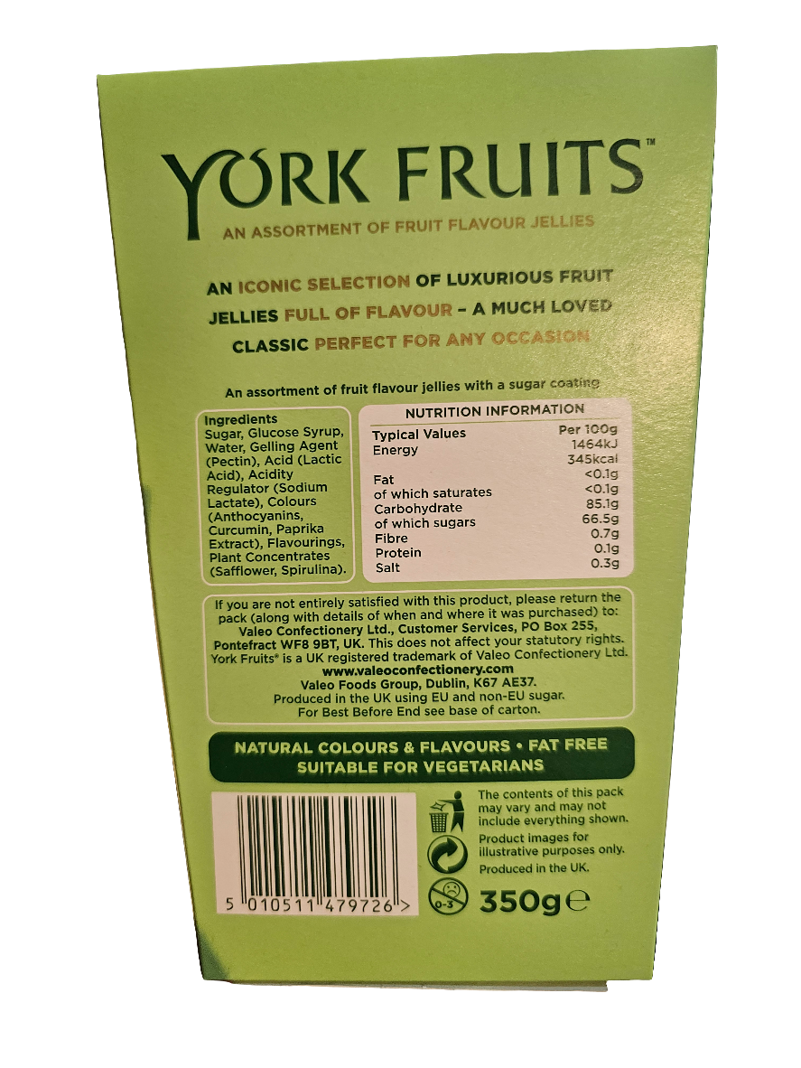 York Fruits Assortment Of Fruit Jellies 350G